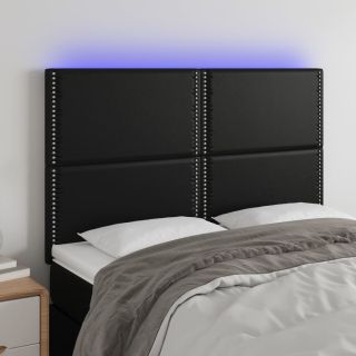 LED-voodipeats, must, 144x5x118/128 cm, kunstnahk