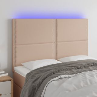 LED-voodipeats, Cappuccino, 144x5x118/128 cm, kunstnahk