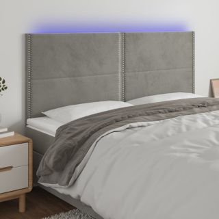 LED-voodipeats, helehall, 200x5x118/128 cm, samet