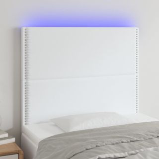 Изголовье со светодиодной подсветкой, белое, 80x5x118/128 см, искусственная кожа