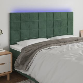 LED-voodipeats, tumeroheline, 180x5x118/128 cm, samet