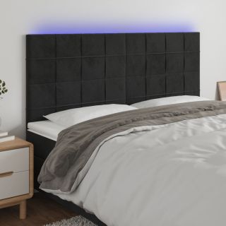 LED-voodipeats, must, 180x5x118/128 cm, samet