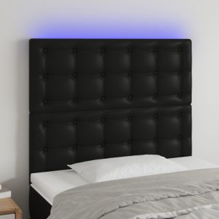 LED-voodipeats, must, 80x5x118/128 cm, kunstnahk