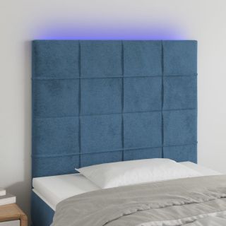 LED-voodipeats, tumesinine, 90x5x118/128 cm, samet