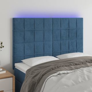 LED-voodipeats, tumesinine, 144x5x118/128 cm, samet
