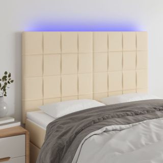 LED-voodipeats, kreemjas, 144x5x118/128 cm, kangas