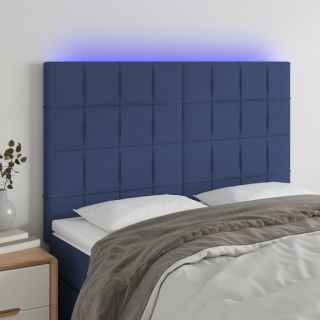 LED-voodipeats, sinine, 144x5x118/128 cm, kangas