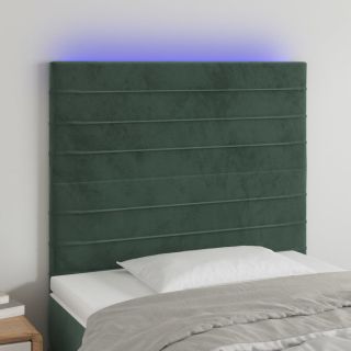 LED-voodipeats, tumeroheline, 80x5x118/128 cm, samet