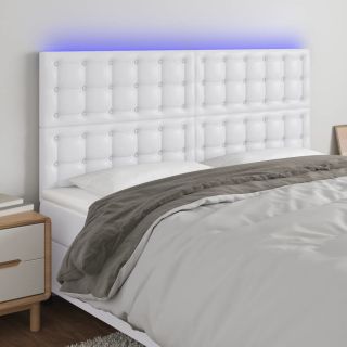 LED-voodipeats, valge, 160x5x118/128 cm, kunstnahk