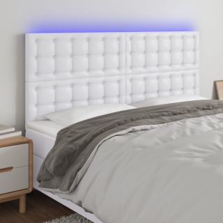 LED-voodipeats, valge, 180x5x118/128 cm, kunstnahk