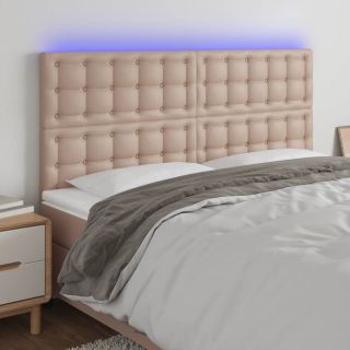 Изголовье со светодиодной подсветкой, цвет Капучино, 160x5x118/128 см, искусственная кожа