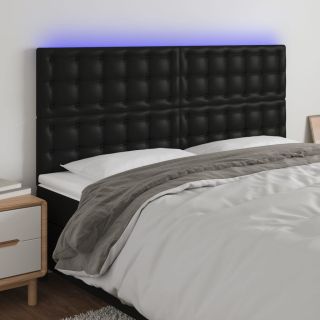 LED-voodipeats, must, 200x5x118/128 cm, kunstnahk