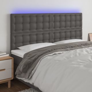 LED-voodipeats, hall, 200x5x118/128 cm, kunstnahk