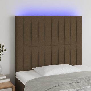 Изголовье со светодиодной подсветкой, темно-коричневое, 90x5x118/128 см, ткань