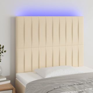 LED-voodipeats, kreemjas, 90x5x118/128 cm, kangas
