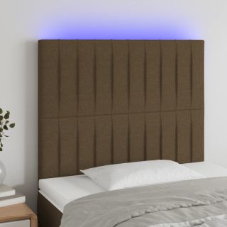 Изголовье кровати со светодиодной подсветкой, темно-коричневое, 100x5x118/128 см, ткань