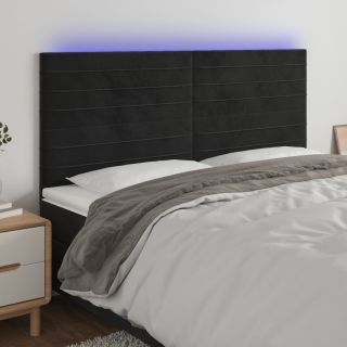 LED-voodipeats, must, 200x5x118/128 cm, samet