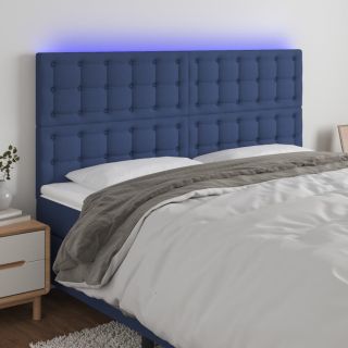 LED-voodipeats, sinine, 200x5x118/128 cm, kangas