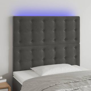 LED-voodipeats, tumehall, 80x5x118/128 cm, samet