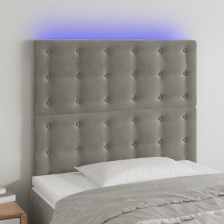 LED-voodipeats, helehall, 90x5x118/128 cm, samet
