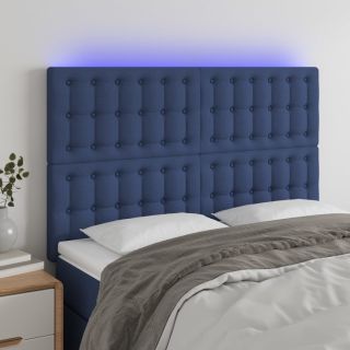 LED-voodipeats, sinine, 144x5x118/128 cm, kangas
