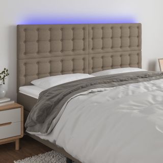 Изголовье со светодиодной подсветкой, коричневато-серое, 160x5x118/128 см, ткань