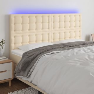 LED-voodipeats, kreemjas, 180x5x118/128 cm, kangas