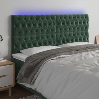 LED-voodipeats, tumeroheline, 200x7x118/128 cm, samet