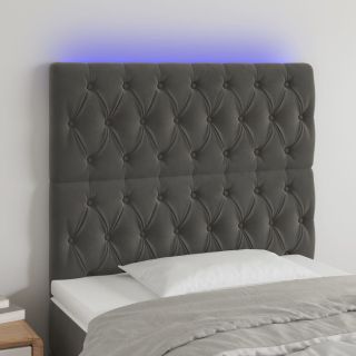 LED-voodipeats, tumehall, 90x7x118/128 cm, samet