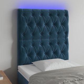 LED-voodipeats, tumesinine, 80x7x118/128 cm, samet