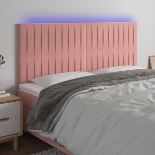 Изголовье со светодиодной подсветкой, розовое, 180x5x118/128 см, бархат