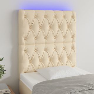 LED-voodipeats, kreemjas, 80x7x118/128 cm, kangas