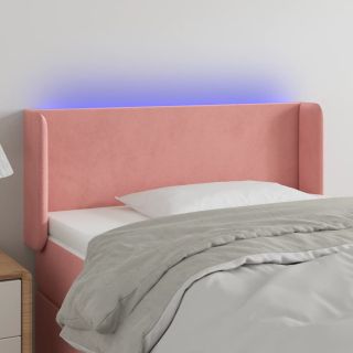 LED-voodipeats, roosa, 93x16x78/88 cm, samet