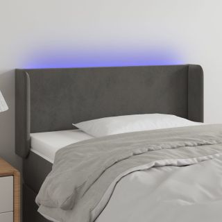 LED-voodipeats, tumehall, 103x16x78/88 cm, samet