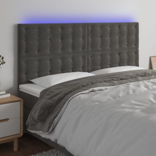 LED-voodipeats, tumehall, 200x5x118/128 cm, samet