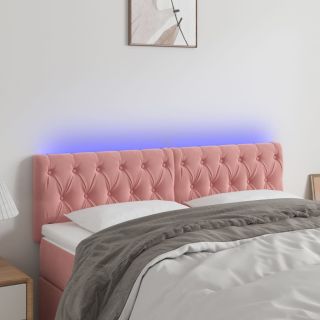 LED-voodipeats, roosa, 160x7x78/88 cm, samet