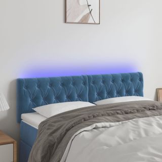 LED-voodipeats, tumesinine, 160x7x78/88 cm, samet