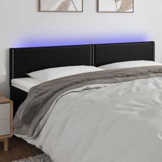 LED-voodipeats, must, 200x5x78/88 cm, kunstnahk