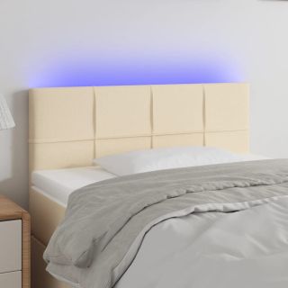 LED-voodipeats, kreemjas, 100x5x78/88 cm, kangas