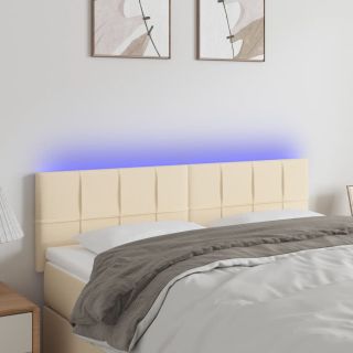 LED-voodipeats, kreemjas, 144x5x78/88 cm, kangas