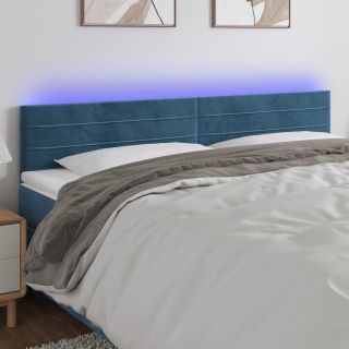 LED-voodipeats, tumesinine, 180x5x78/88 cm, samet