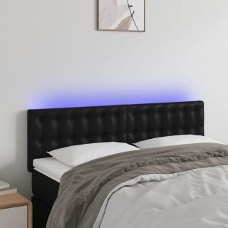 LED-voodipeats, must, 144x5x78/88 cm, kunstnahk