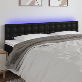 LED-voodipeats, must, 160x5x78/88 cm, kunstnahk