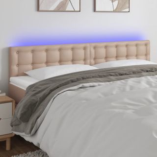 LED-voodipeats, Cappuccino, 160x5x78/88 cm kunstnahk