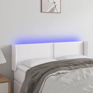 LED-voodipeats, valge, 147x16x78/88 cm, kunstnahk