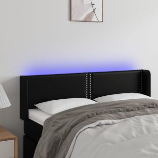 LED-voodipeats, must, 147x16x78/88 cm, kunstnahk
