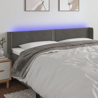 LED-voodipeats, tumehall, 203x16x78/88 cm, samet
