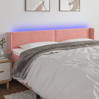 LED-voodipeats, roosa, 203x16x78/88 cm, samet