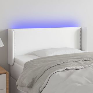 LED-voodipeats, valge, 83x16x78/88 cm, kunstnahk