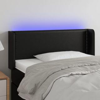 LED-voodipeats, must, 83x16x78/88 cm, kunstnahk